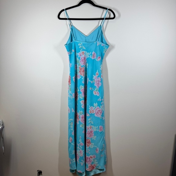 Vintage La Vie en Rose Blue Floral Y2K 90s Slip Style Maxi Dress Size L - Picture 10 of 13